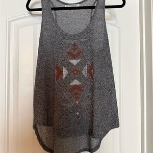Project Social T Gray Tank with Rust Aztec Graphic